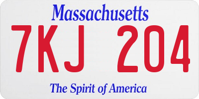 MA license plate 7KJ204