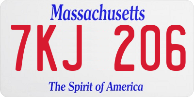 MA license plate 7KJ206