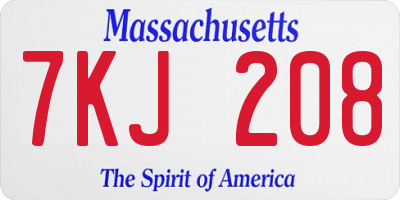 MA license plate 7KJ208