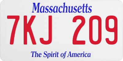MA license plate 7KJ209