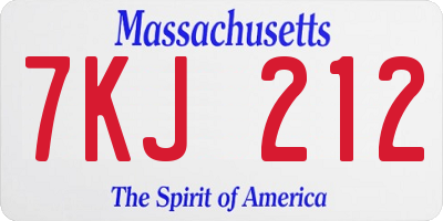 MA license plate 7KJ212