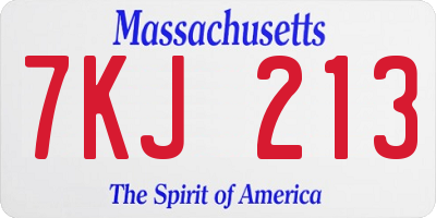 MA license plate 7KJ213