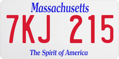 MA license plate 7KJ215