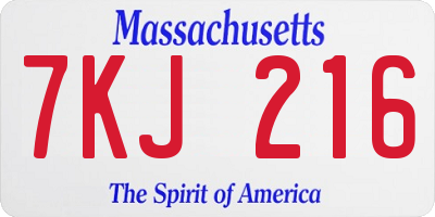 MA license plate 7KJ216