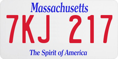 MA license plate 7KJ217