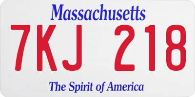 MA license plate 7KJ218