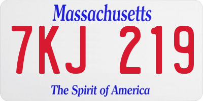 MA license plate 7KJ219