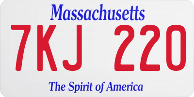 MA license plate 7KJ220