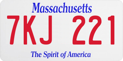MA license plate 7KJ221