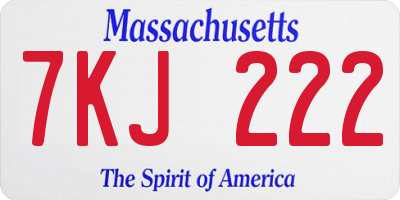 MA license plate 7KJ222