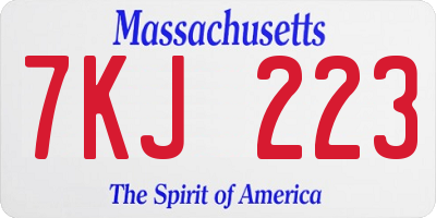 MA license plate 7KJ223