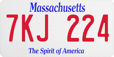 MA license plate 7KJ224
