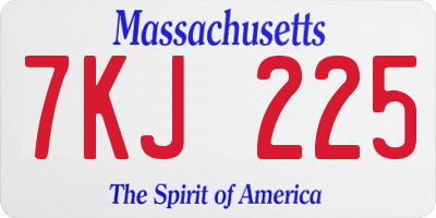 MA license plate 7KJ225