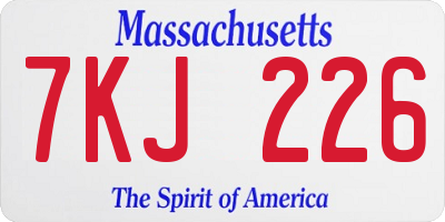 MA license plate 7KJ226