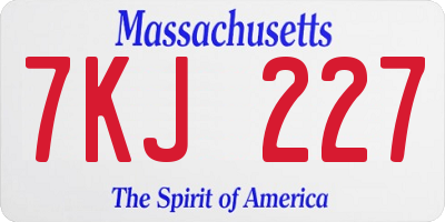 MA license plate 7KJ227
