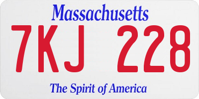 MA license plate 7KJ228
