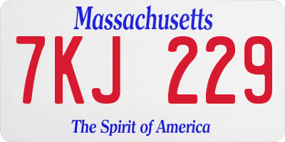 MA license plate 7KJ229
