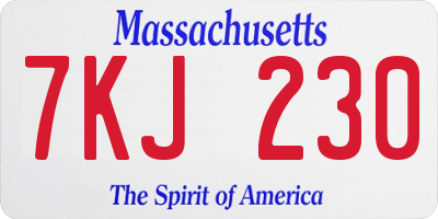MA license plate 7KJ230