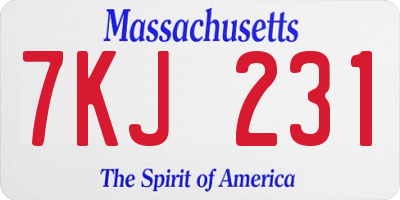 MA license plate 7KJ231