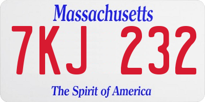 MA license plate 7KJ232
