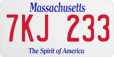 MA license plate 7KJ233