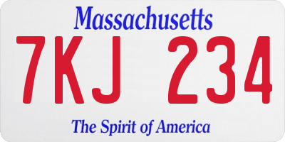 MA license plate 7KJ234