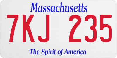 MA license plate 7KJ235