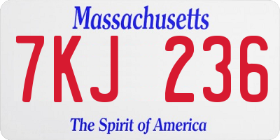 MA license plate 7KJ236