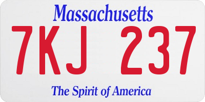 MA license plate 7KJ237