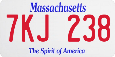 MA license plate 7KJ238
