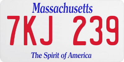 MA license plate 7KJ239
