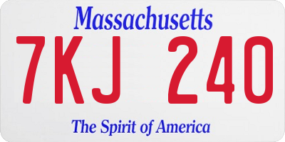 MA license plate 7KJ240
