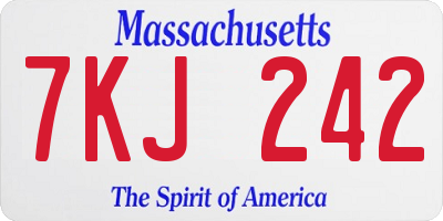 MA license plate 7KJ242