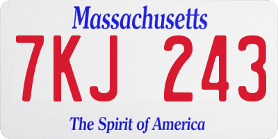 MA license plate 7KJ243