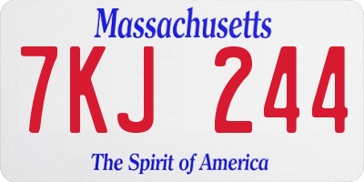 MA license plate 7KJ244