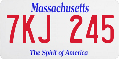 MA license plate 7KJ245