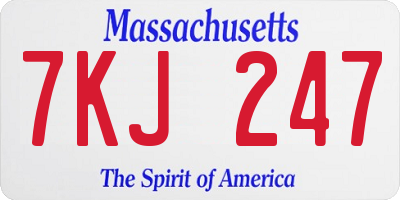 MA license plate 7KJ247