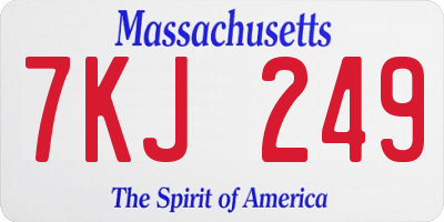 MA license plate 7KJ249