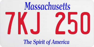 MA license plate 7KJ250
