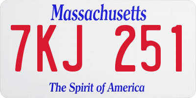 MA license plate 7KJ251