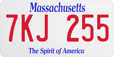 MA license plate 7KJ255