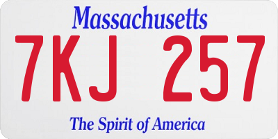 MA license plate 7KJ257