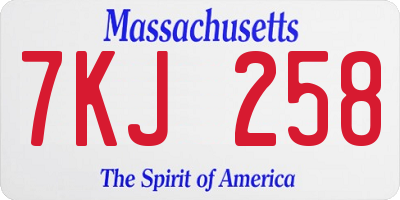 MA license plate 7KJ258