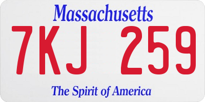 MA license plate 7KJ259