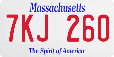 MA license plate 7KJ260