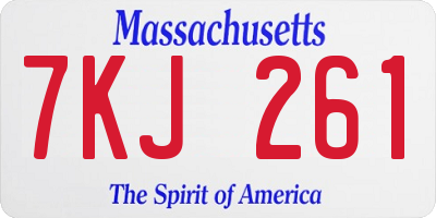 MA license plate 7KJ261