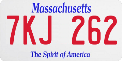 MA license plate 7KJ262