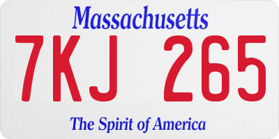 MA license plate 7KJ265