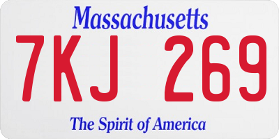 MA license plate 7KJ269