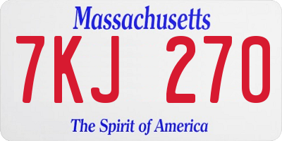 MA license plate 7KJ270